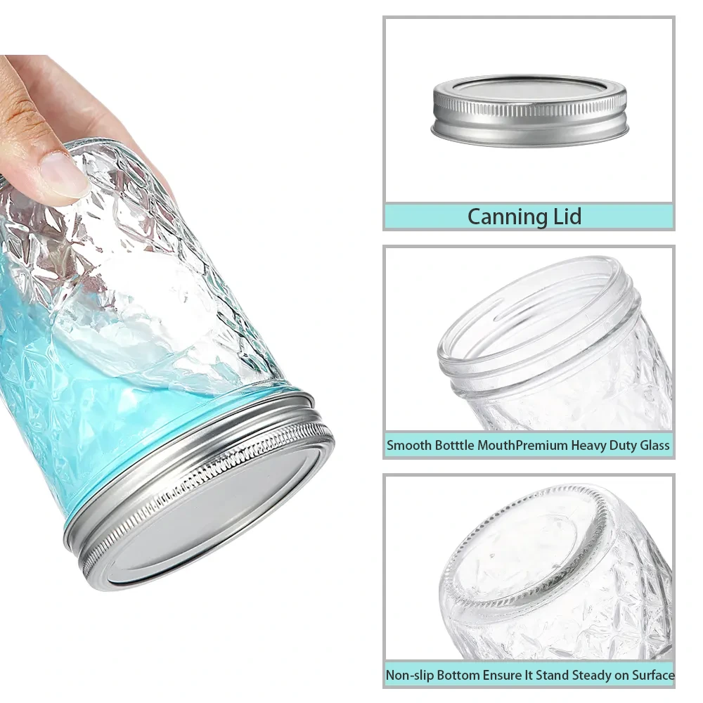 Bulk 8 oz 16 oz Wide Mouth Mason Jars with Silver Lids - 图片 3