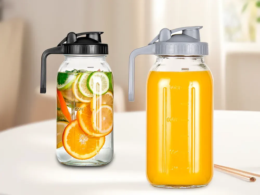 YEBODA 67 oz Wide Mouth Mason Jars with Handles