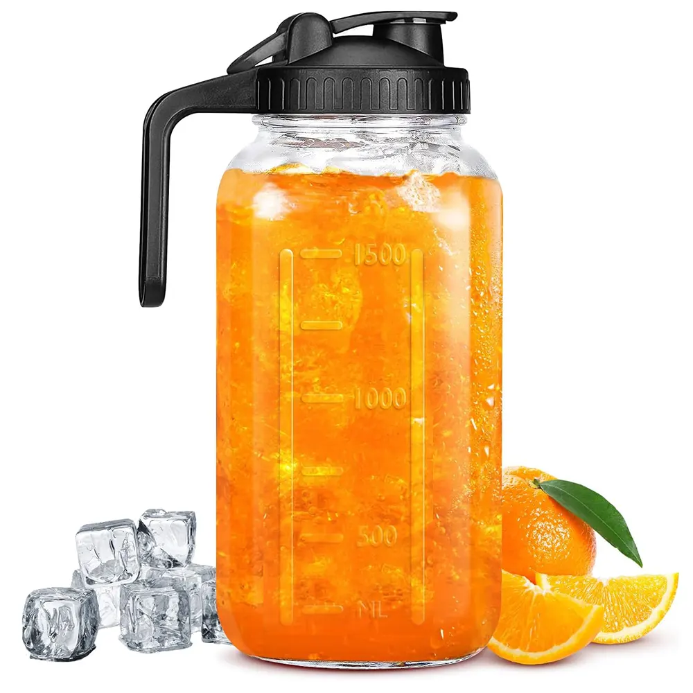 YEBODA 67 oz Wide Mouth Mason Jars with Handles