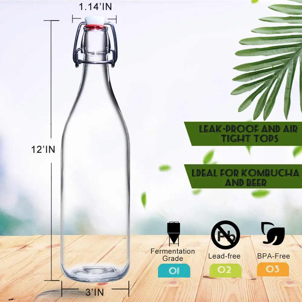 glass bottle with swing top