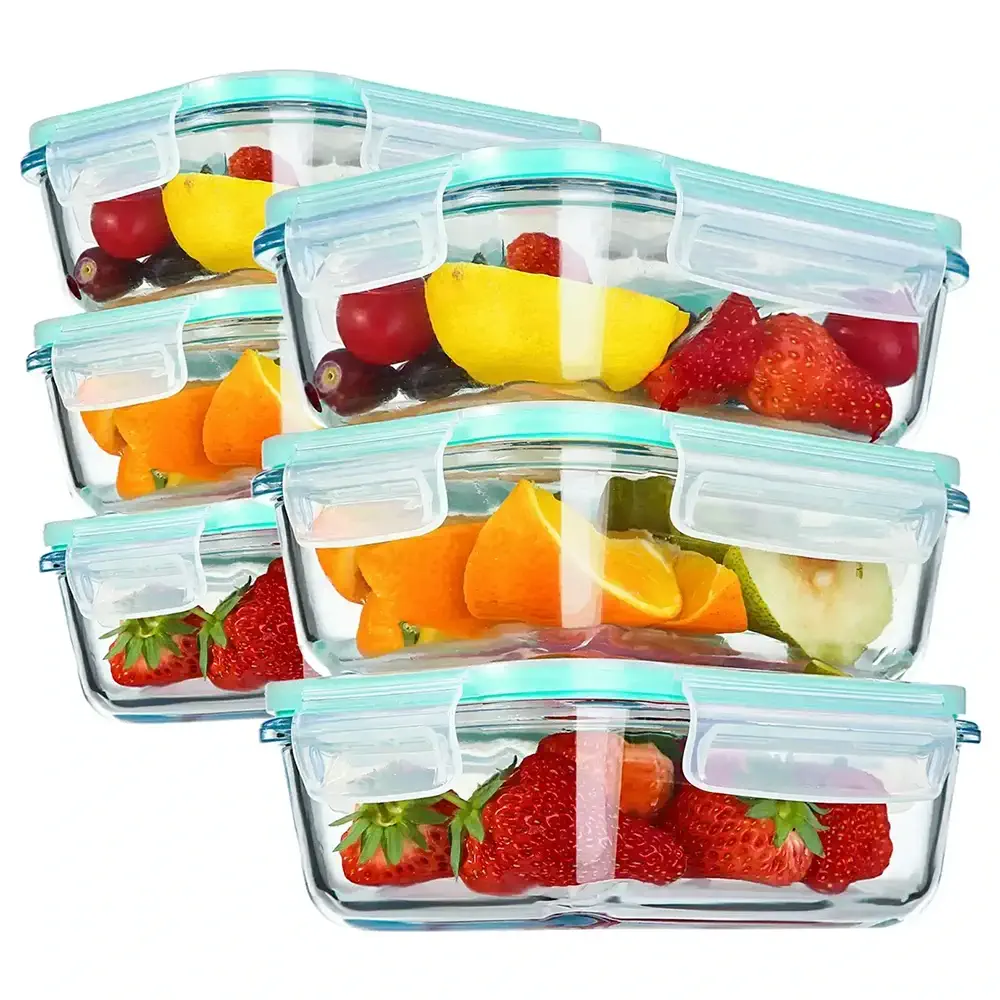 YEBODA 21oz Glass Food Containers with Lids – Kitchen Storage Set