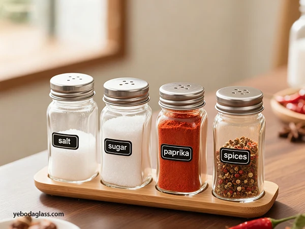 spice jars with labels