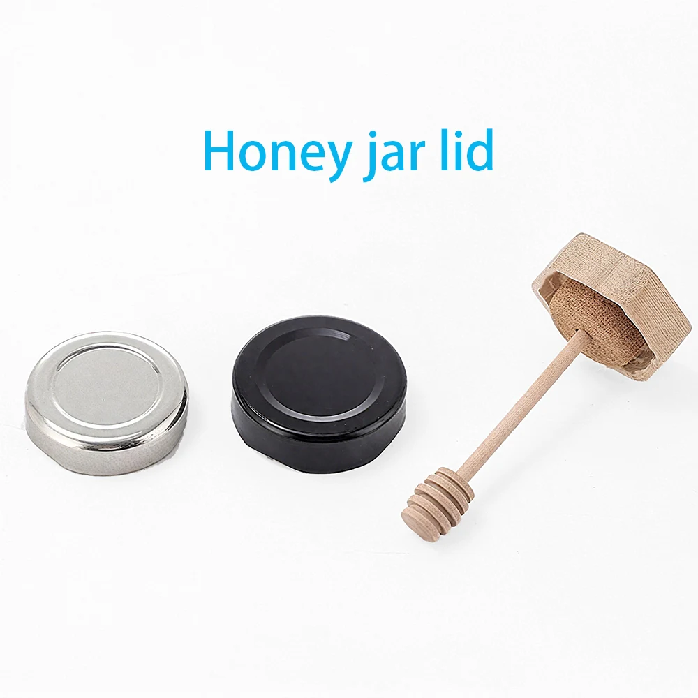 glass honey jar with dipper