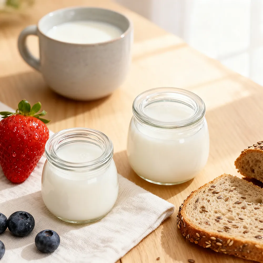 glass milk bottle with lid,pudding glass bottle