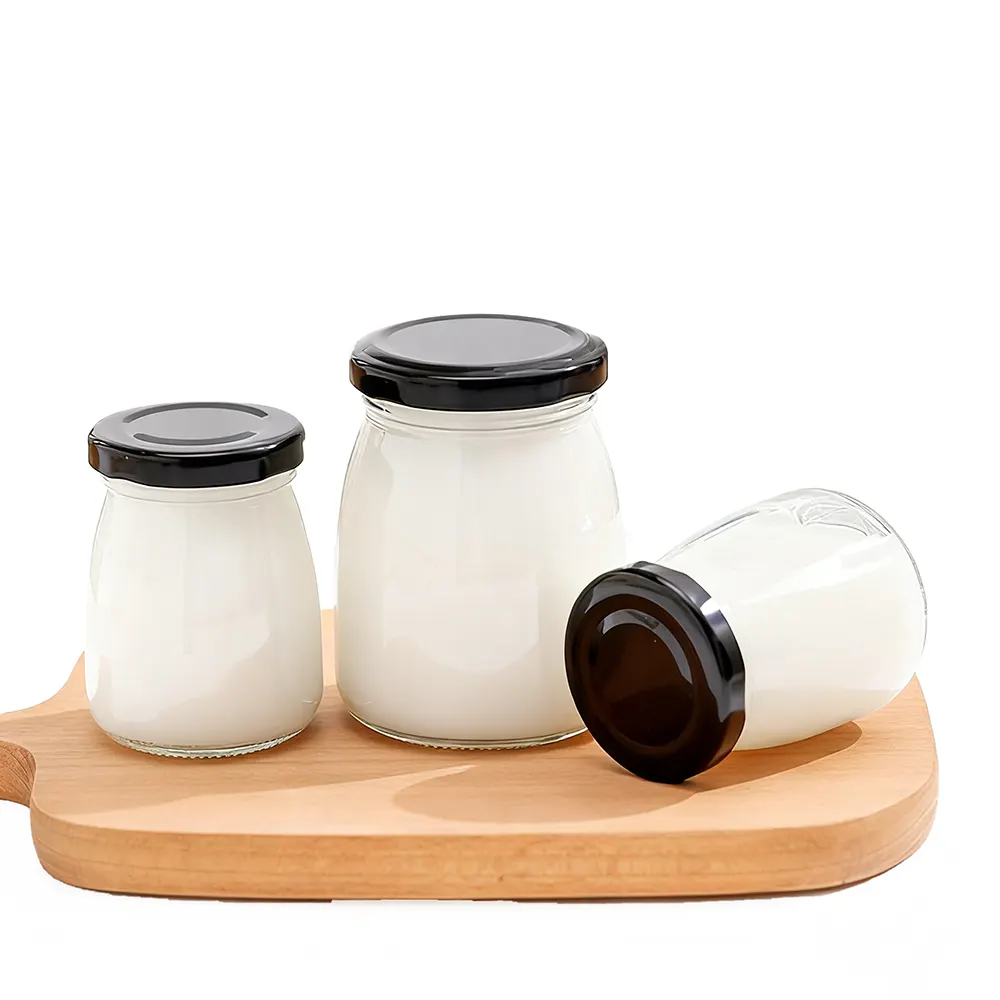 glass milk bottles with lids, pudding bottle01 glass milk bottles with lids