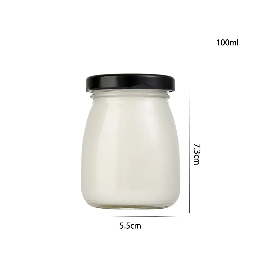 glass milk bottles with lids, pudding bottle
