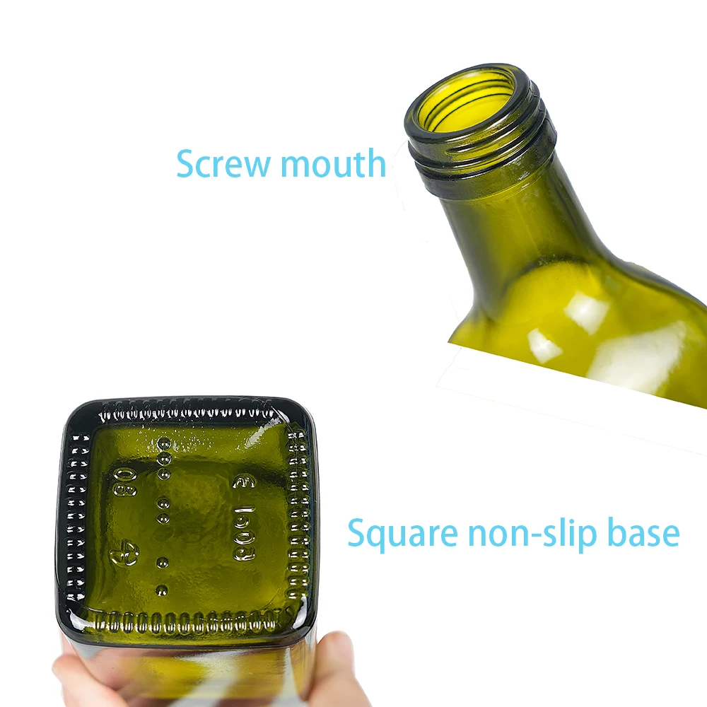 green olive oil bottles