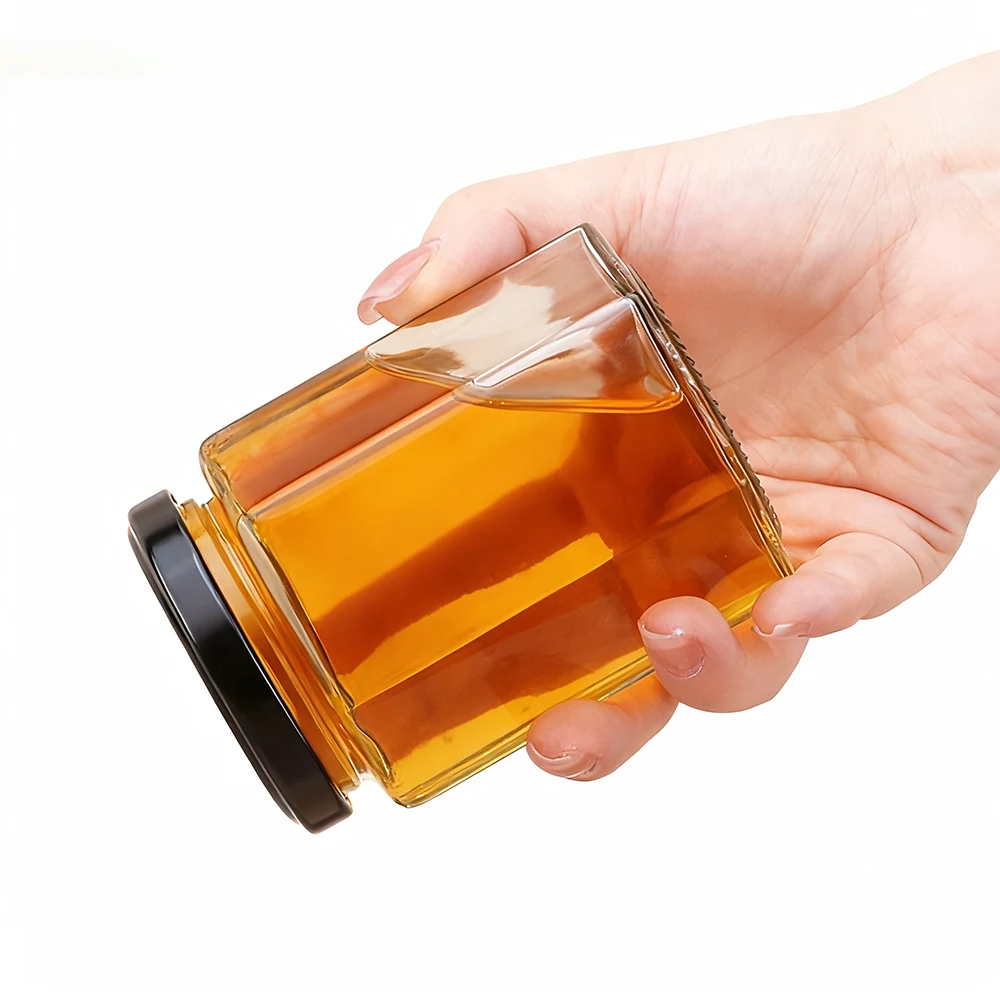 hexagonal jam jars