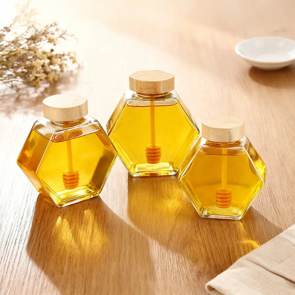 hexagon honey jars