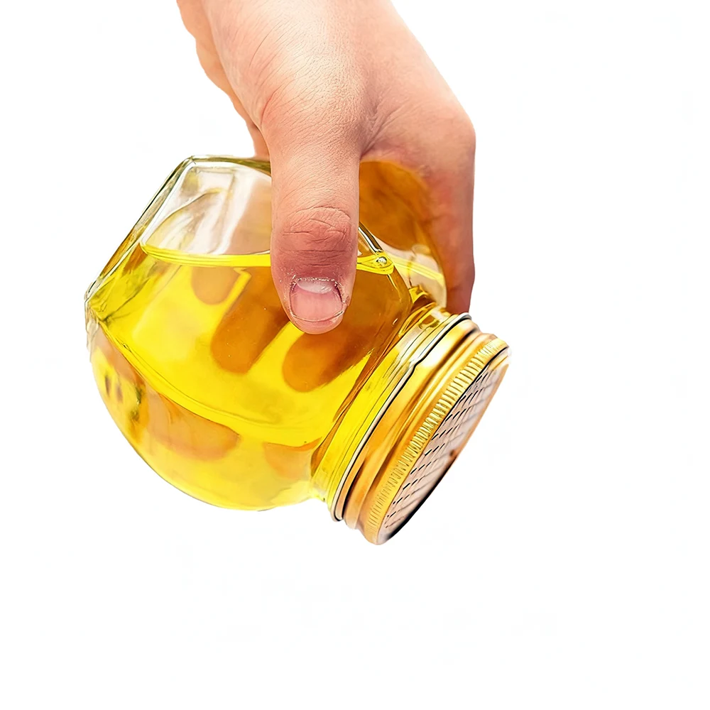 hexagonal honey jam jar