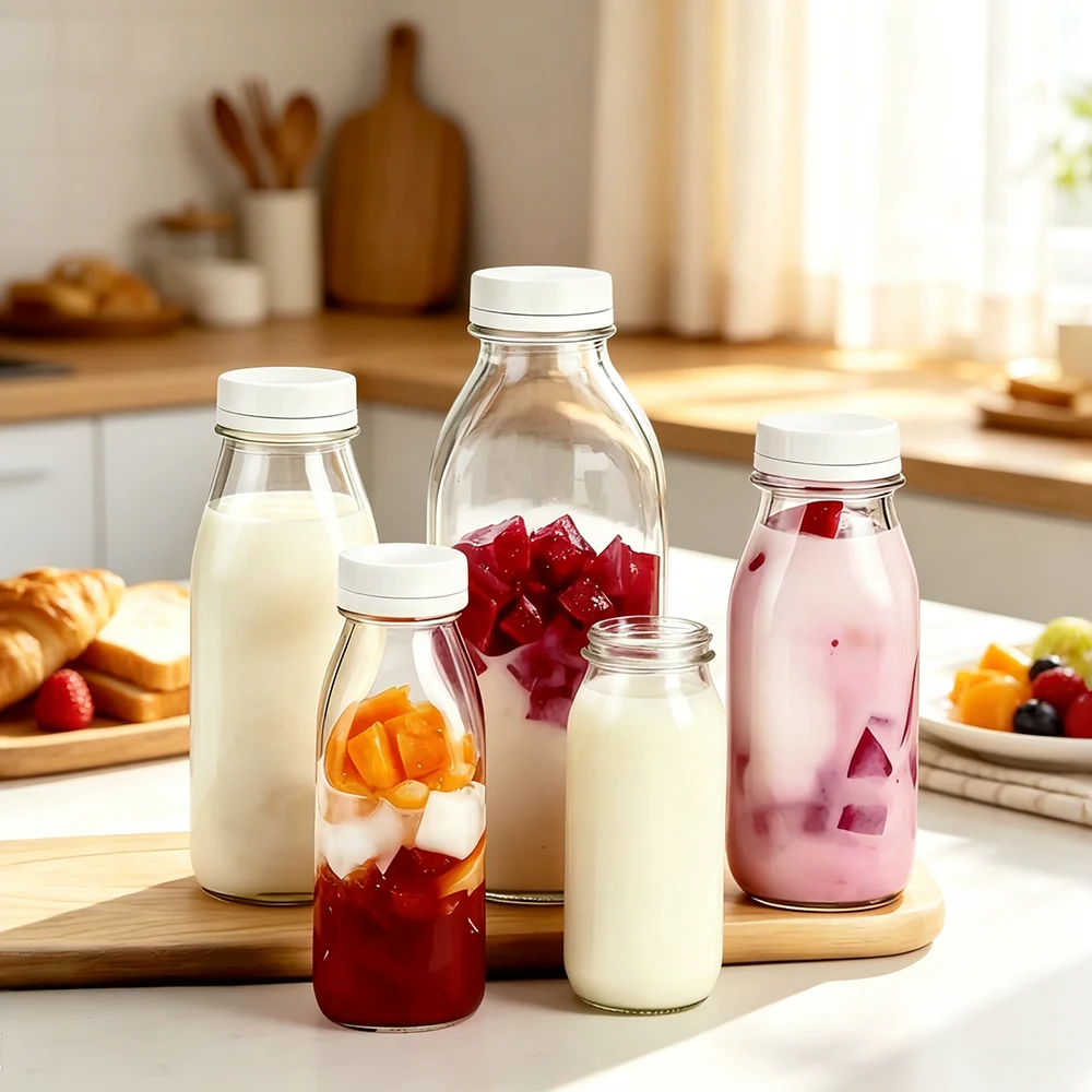 strawberry milk glass bottle