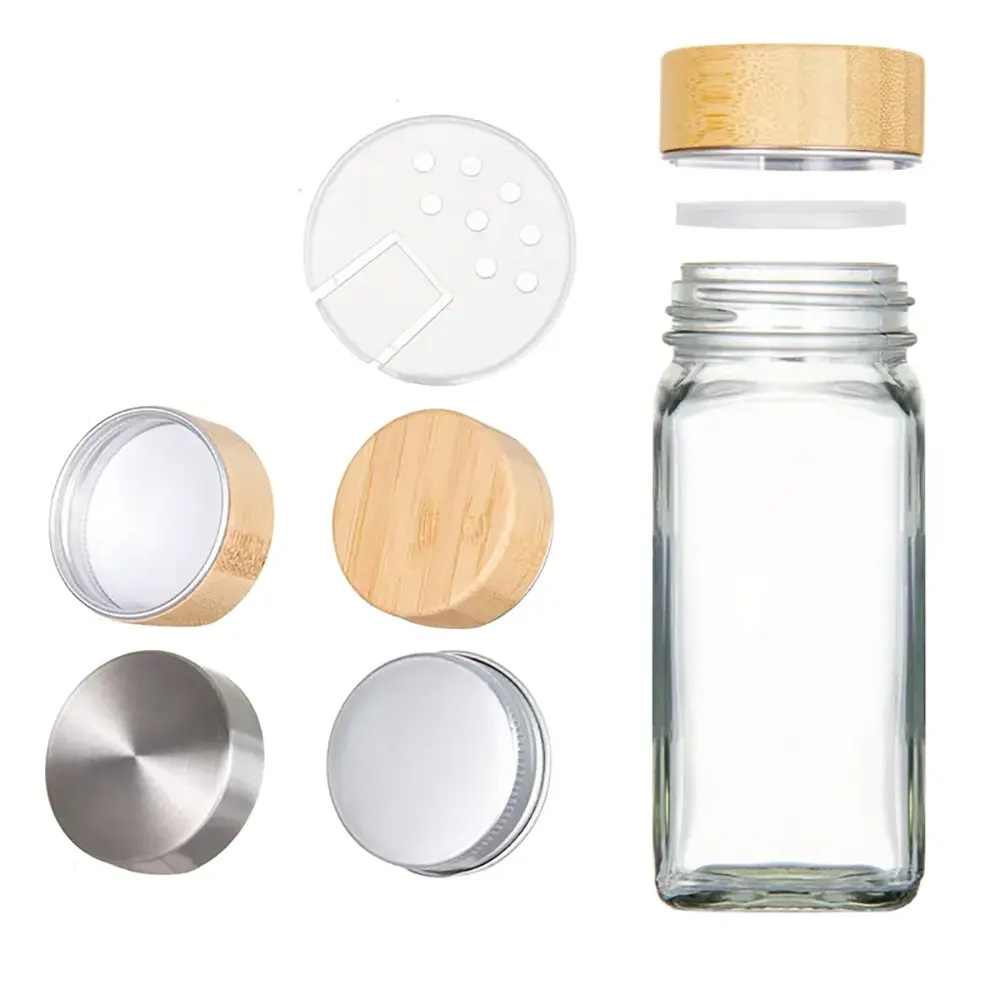 square glass spice jars