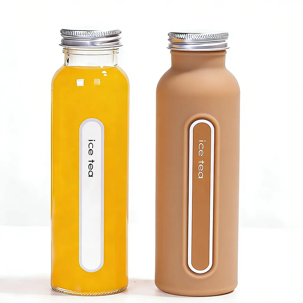 glass water bottle with silicone cover