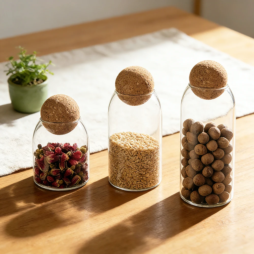 glass canister with wood lid