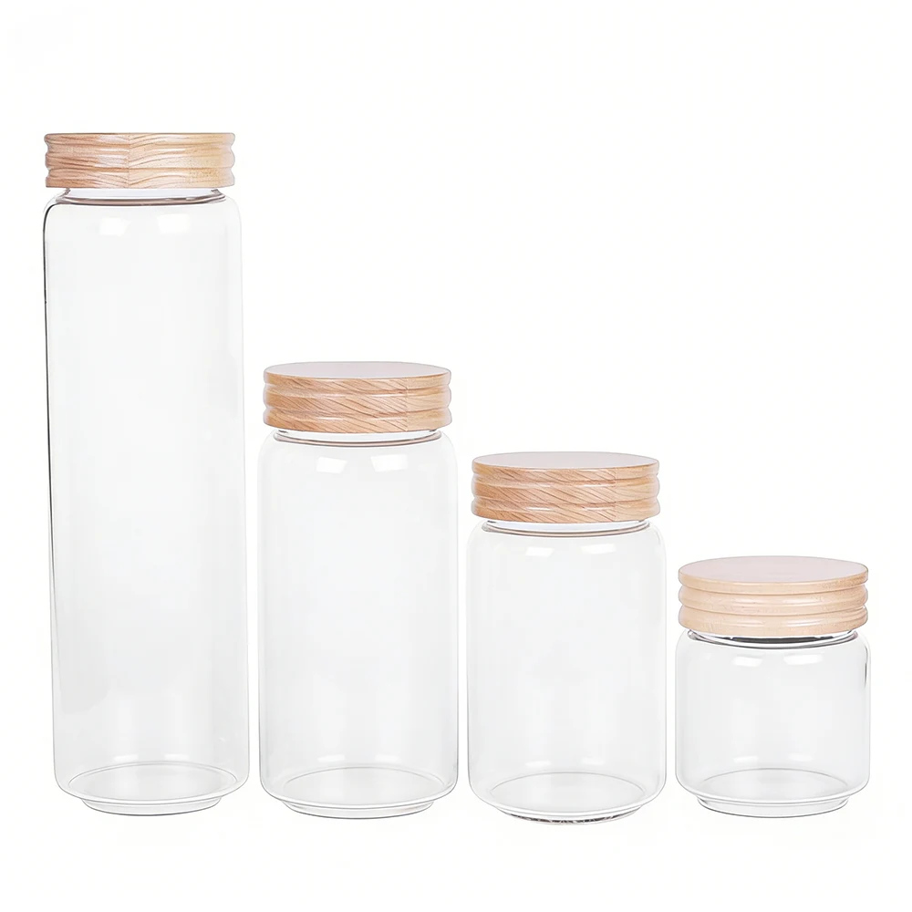 glass jars with wood lids
