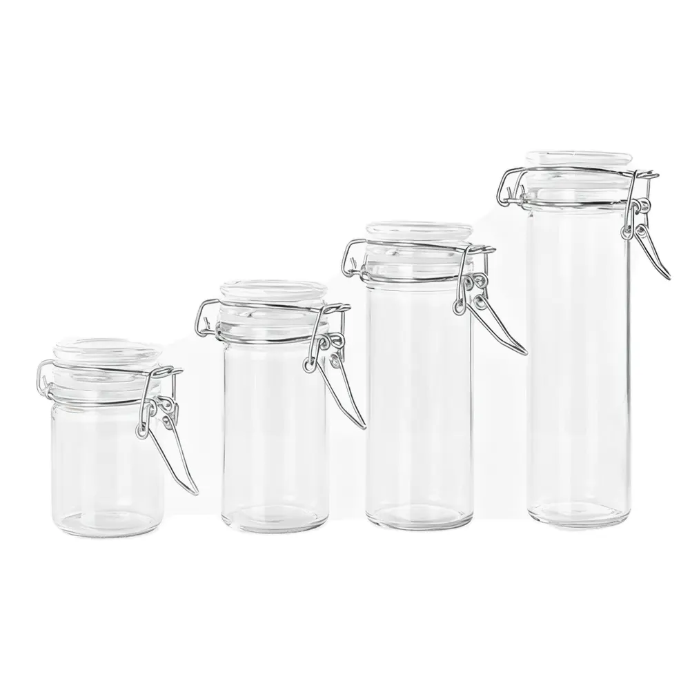 small glass jars with airtight lids