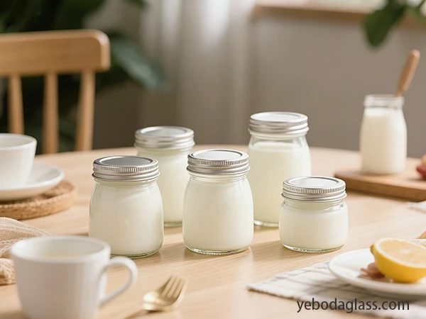 verkoper van glazen yoghurtpotten