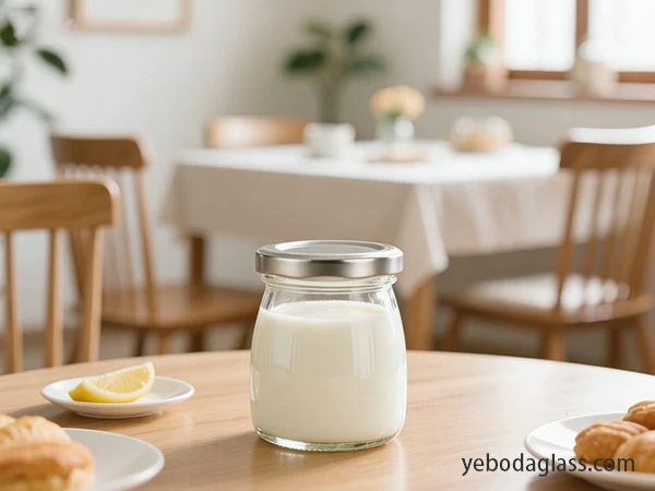 verkoper van glazen yoghurtpotten