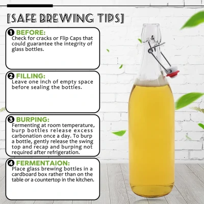 YEBODA 32oz Glass Bottle with Swing Top – Leakproof & Reusable