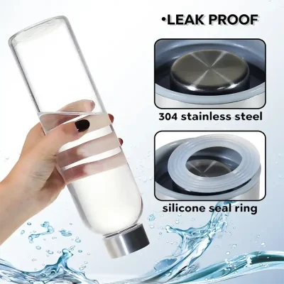 Glass Water Bottles with Metal Lids in Bulk