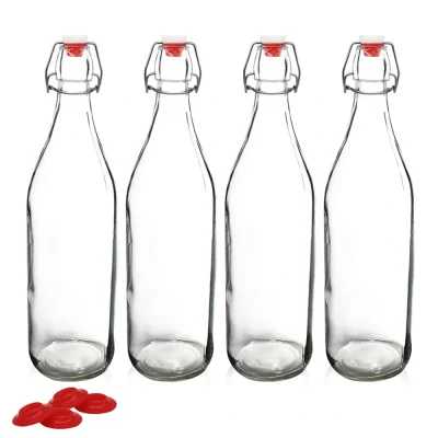 YEBODA 32oz Glass Bottle with Swing Top – Leakproof & Reusable