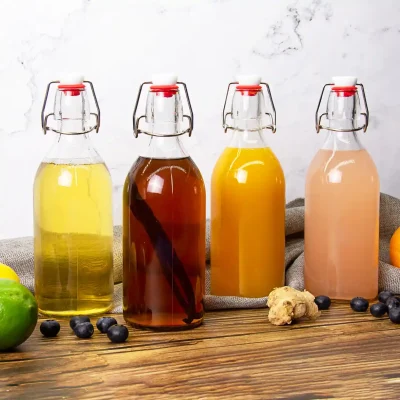 Wholesale 16 oz 32 oz Clear Swing Top Glass Bottles