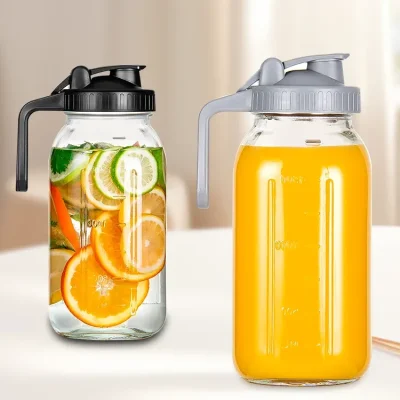 YEBODA 67 oz Wide Mouth Mason Jars with Handles