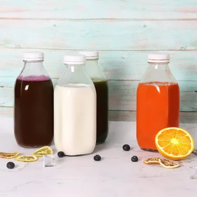 Bulk 16 oz Milk Glass Bottle with Clear Cylindrical Shape