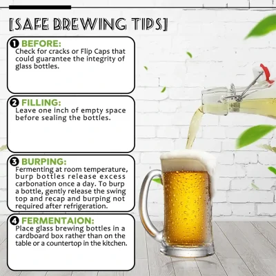 YEBODA 32oz Glass Bottle with Swing Top – Leakproof & Reusable