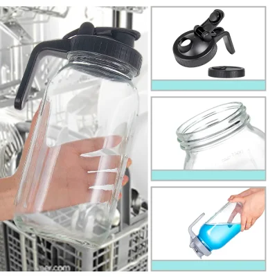 YEBODA 67 oz Wide Mouth Mason Jars with Handles