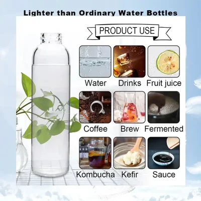 YEBODA 17oz Eco-Friendly Glass Water Bottle – Durable Glass Drinking Bottle