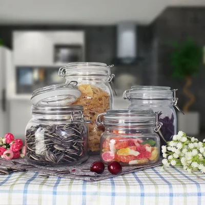 Square 17oz 25oz 34oz 50oz Airtight Storage Jars Bulk