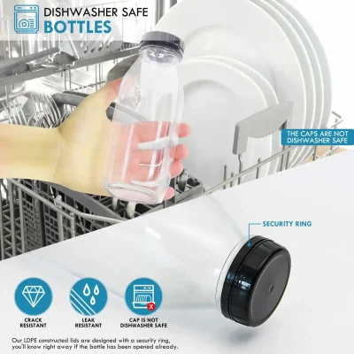 YEBODA 16oz Milk Bottle Glass– Reusable Bottles for Fresh Milk