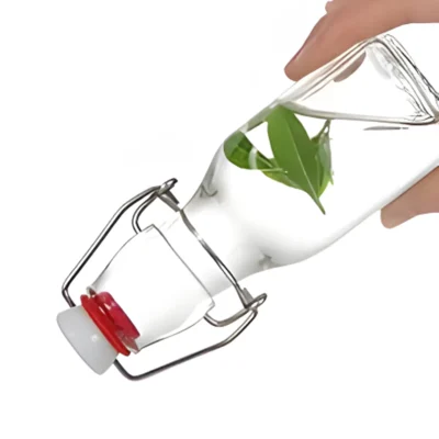 Clear Small Square 5 oz Flip Top Glass Bottles in Bulk