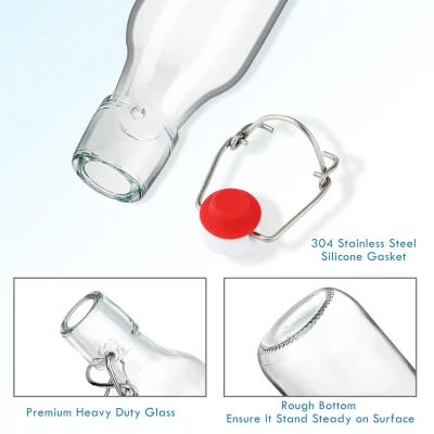 Clear Small Square 5 oz Flip Top Glass Bottles in Bulk