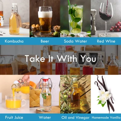 Looking for high-quality bottles with flip tops for your homemade creations? This 4oz flip top bottle is crafted from clear, durable glass and features a secure swing-top closure with a rubber gasket and wire clamp. Its narrow neck and round-shoulder design make pouring easy and precise, while the transparent body lets you clearly see the contents inside. Perfect for storing homemade drinks, cooking oils, wine, vinegar, sauces and more.