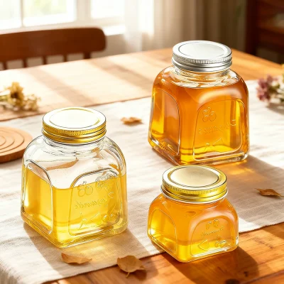 üveg mézesüvegek fedéllel