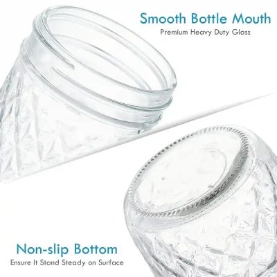 Wholesale 8 oz Wide Mouth Mason Jar with Diamond Pattern