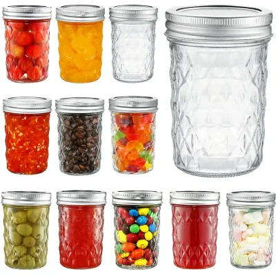 Bulk 8.5 oz 16 oz Wide Mouth Mason Jars with Silver Lids